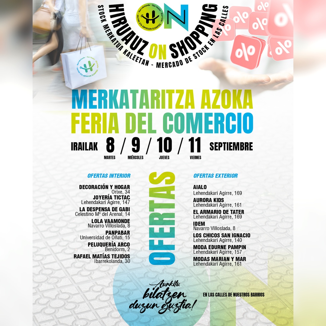 HiruAuzON Shopping septiembre 2026 feria del comercio en San Ignacio Ibarrekolanda y Elorrieta